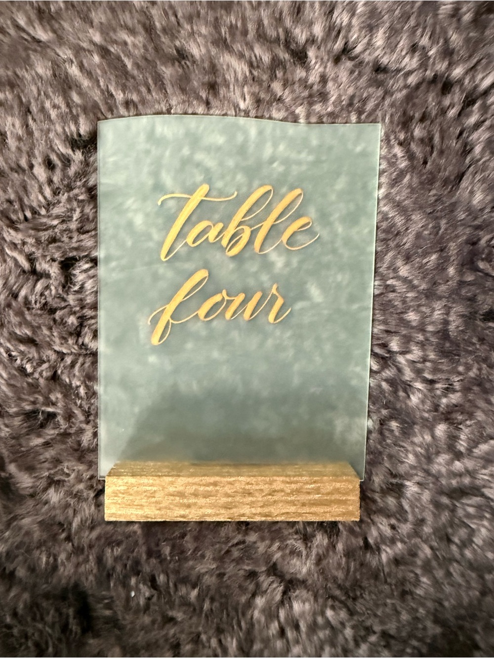 Acrylic Table Number Sign with Gold Script